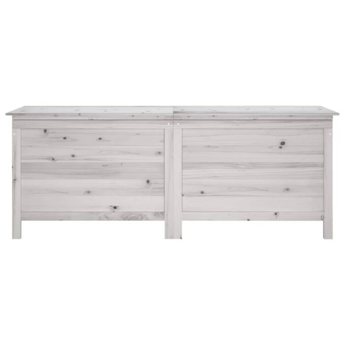 Boîte de rangement jardin blanc 150x50x56,5cm bois massif sapin – Image 2