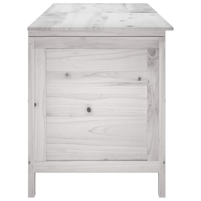 Boîte de rangement jardin blanc 150x50x56,5cm bois massif sapin – Image 3