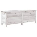 Boîte de rangement jardin blanc 150x50x56,5cm bois massif sapin – Image 4