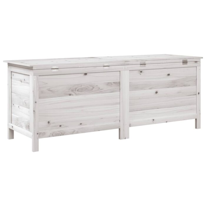 Boîte de rangement jardin blanc 150x50x56,5cm bois massif sapin – Image 4