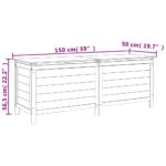 Boîte de rangement jardin blanc 150x50x56,5cm bois massif sapin – Image 6