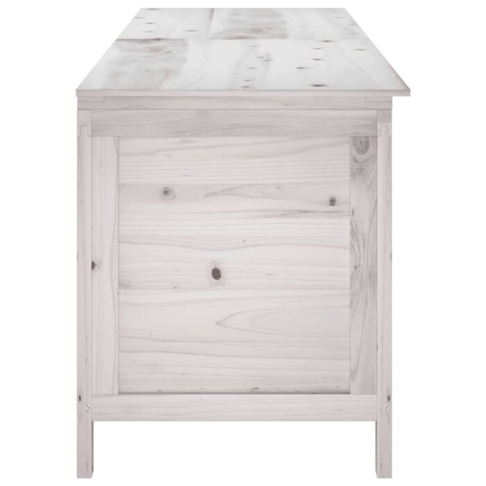 Boîte de rangement de jardin blanc bois massif de sapin – Image 3