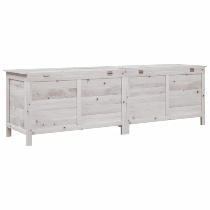 Boîte de rangement de jardin blanc bois massif de sapin – Image 4