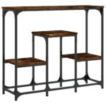Table console chêne fumé 89,5x28x76 cm bois d'ingénierie – Image 4