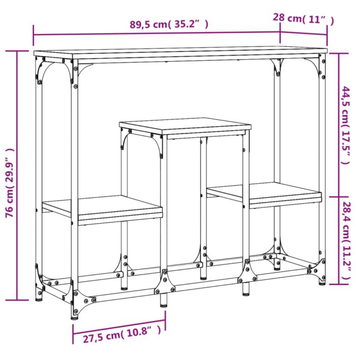 Table console sonoma gris 89,5x28x76 cm bois d'ingénierie – Image 7