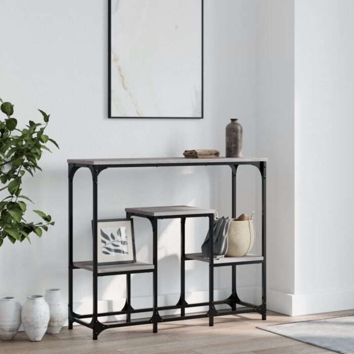 Table console sonoma gris 89,5x28x76 cm bois d'ingénierie – Image 1
