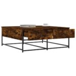 Table basse chêne fumé 100x99x40 cm bois d'ingénierie – Image 2
