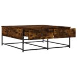 Table basse chêne fumé 100x99x40 cm bois d'ingénierie – Image 3