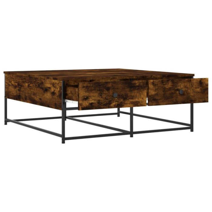 Table basse chêne fumé 100x99x40 cm bois d'ingénierie – Image 3