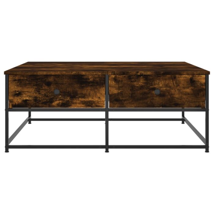 Table basse chêne fumé 100x99x40 cm bois d'ingénierie – Image 4