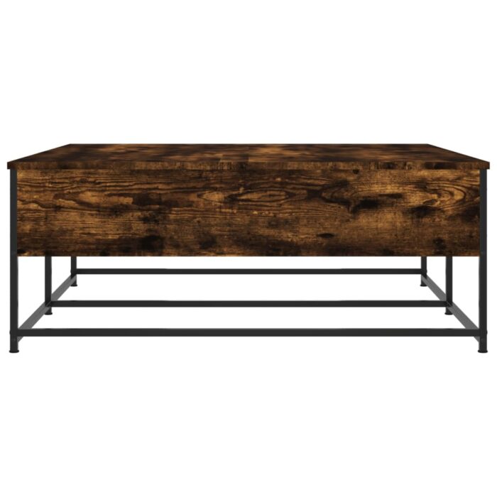Table basse chêne fumé 100x99x40 cm bois d'ingénierie – Image 5