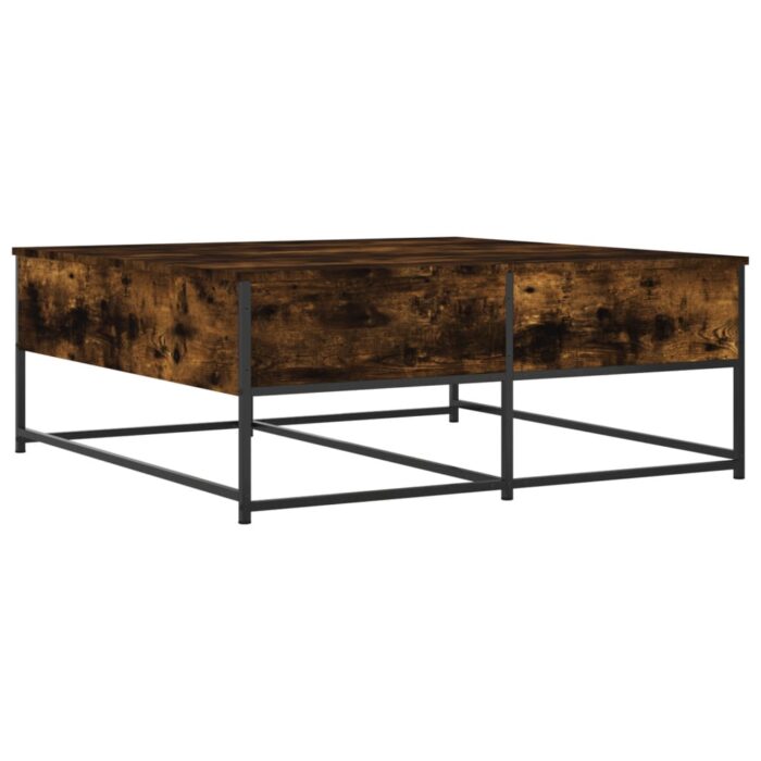 Table basse chêne fumé 100x99x40 cm bois d'ingénierie – Image 6