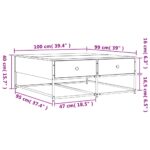 Table basse chêne fumé 100x99x40 cm bois d'ingénierie – Image 9