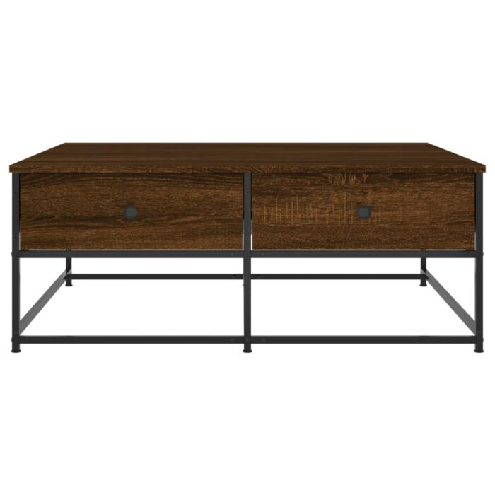 Table basse chêne marron 100x99x40 cm bois d'ingénierie – Image 4