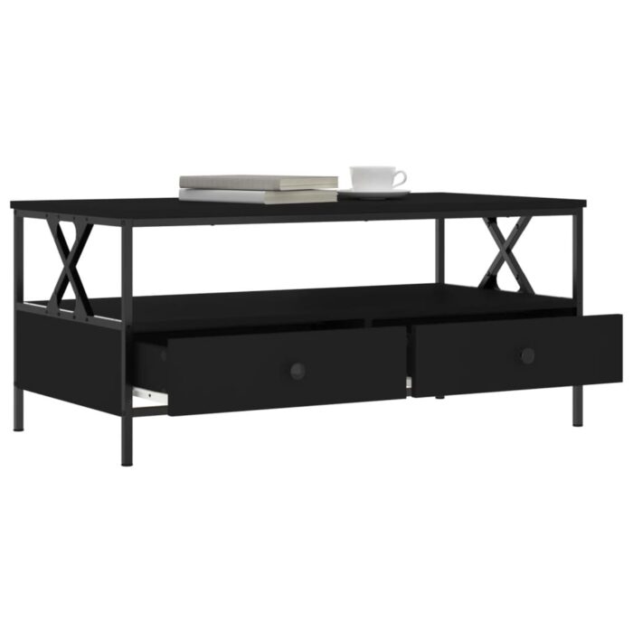 Table basse noir 100x51x45 cm bois d'ingénierie – Image 2
