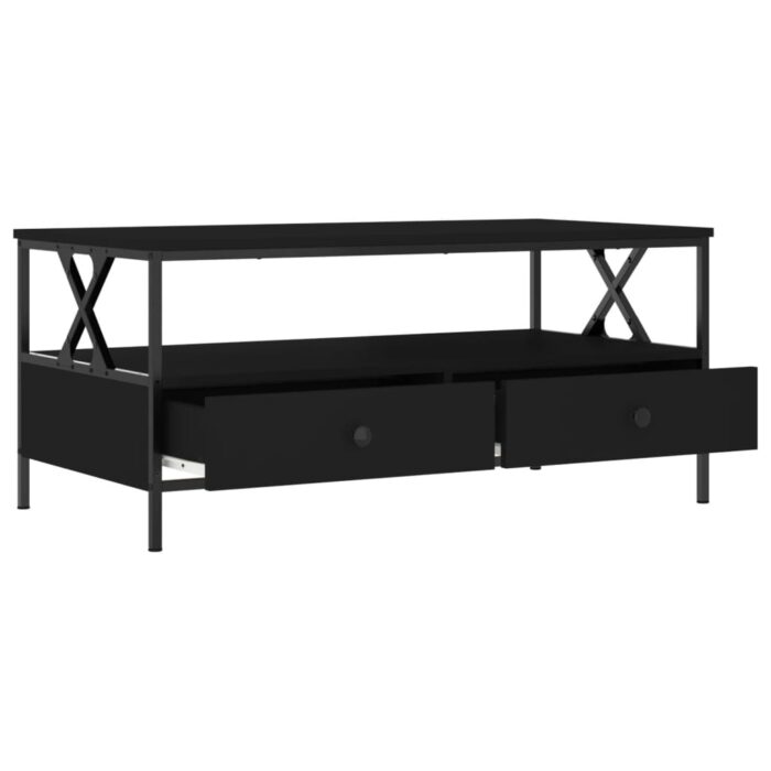 Table basse noir 100x51x45 cm bois d'ingénierie – Image 3