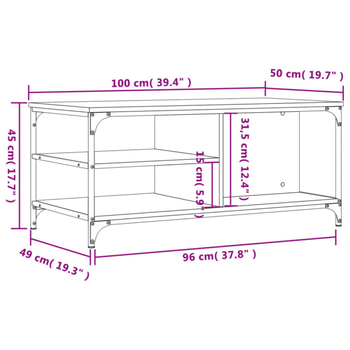 Table basse Chêne sonoma 100x50x45 cm Bois d'ingénierie – Image 7