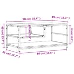 Table basse chêne fumé 90x49x40 cm bois d'ingénierie – Image 7