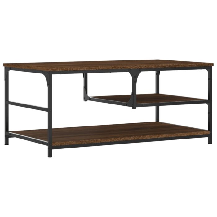 Table basse chêne marron 90x49x40 cm bois d'ingénierie – Image 4