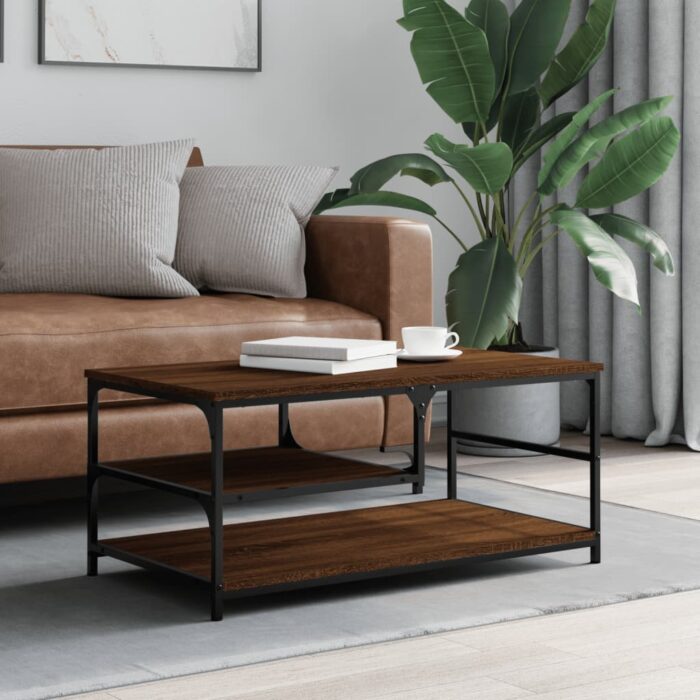 Table basse chêne marron 90x49x40 cm bois d'ingénierie – Image 1