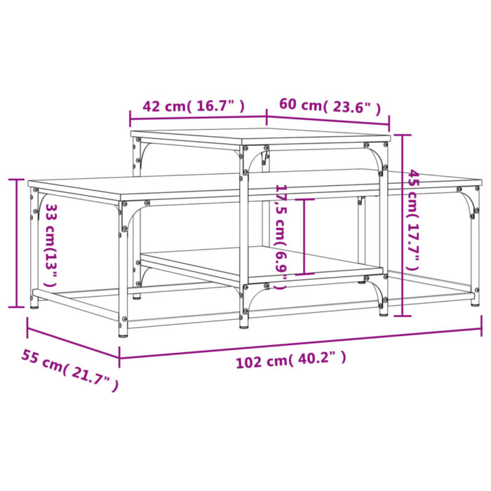Table basse noir 102x60x45 cm bois d'ingénierie – Image 7