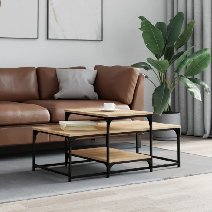 Table basse chêne sonoma 102x60x45 cm bois d'ingénierie – Image 1