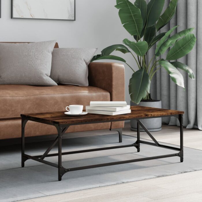 Table basse Chêne fumé 100x50x35 cm Bois d'ingénierie – Image 1