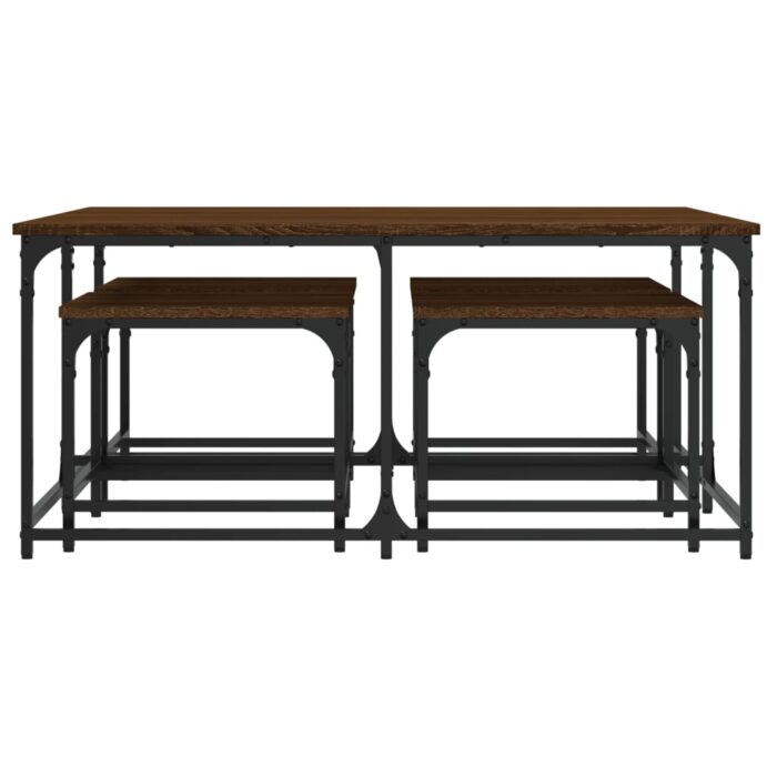 Tables basses gigognes 5 pcs chêne marron bois d'ingénierie – Image 2