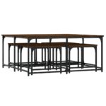 Tables basses gigognes 5 pcs chêne marron bois d'ingénierie – Image 3