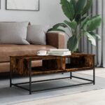 Table basse chêne fumé 100x51x40 cm bois d'ingénierie