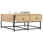Table basse chêne sonoma 80x80x40 cm bois d'ingénierie – Image 2