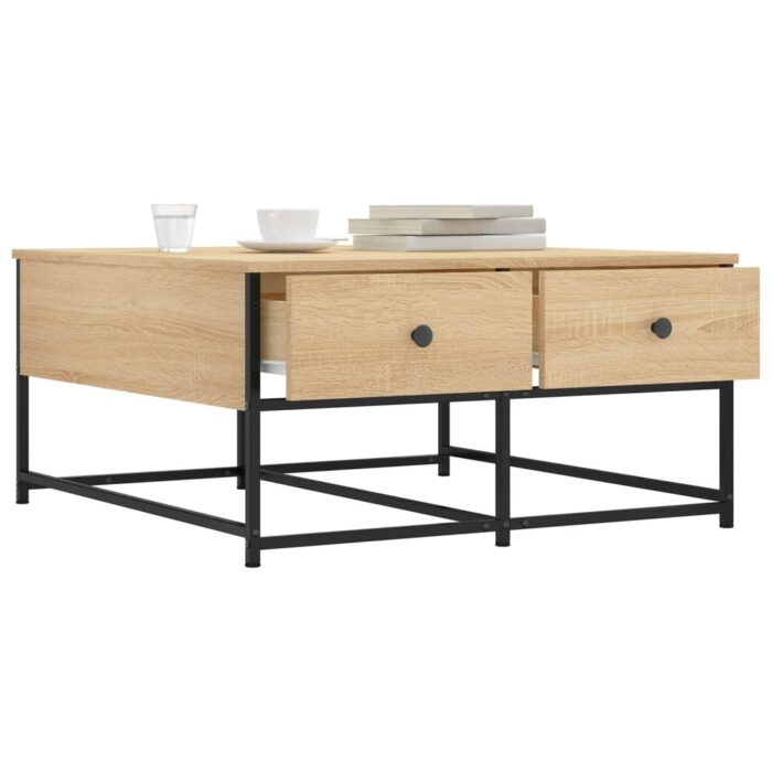 Table basse chêne sonoma 80x80x40 cm bois d'ingénierie – Image 2