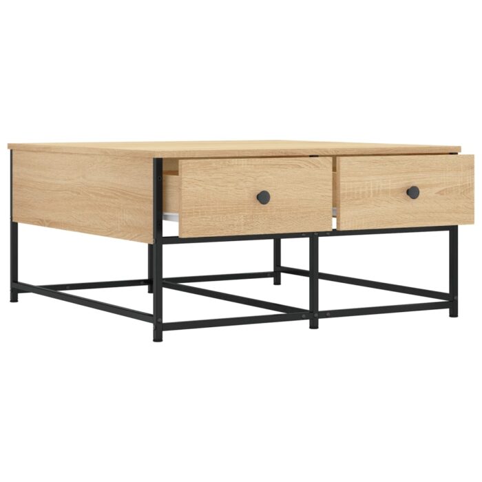 Table basse chêne sonoma 80x80x40 cm bois d'ingénierie – Image 3
