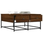 Table basse chêne marron 80x80x40 cm bois d'ingénierie – Image 2