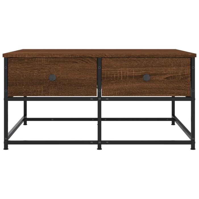 Table basse chêne marron 80x80x40 cm bois d'ingénierie – Image 4