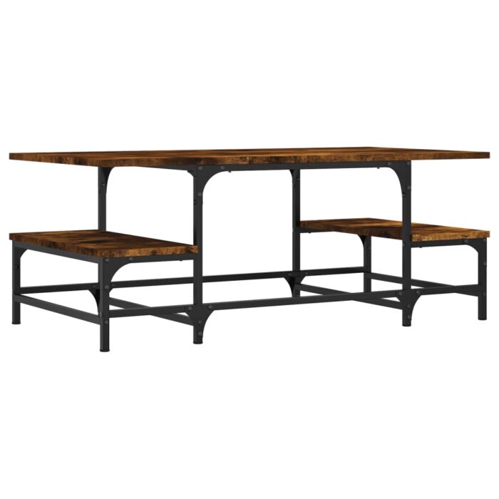 Table basse chêne fumé 100x50,5x40 cm bois d'ingénierie – Image 4