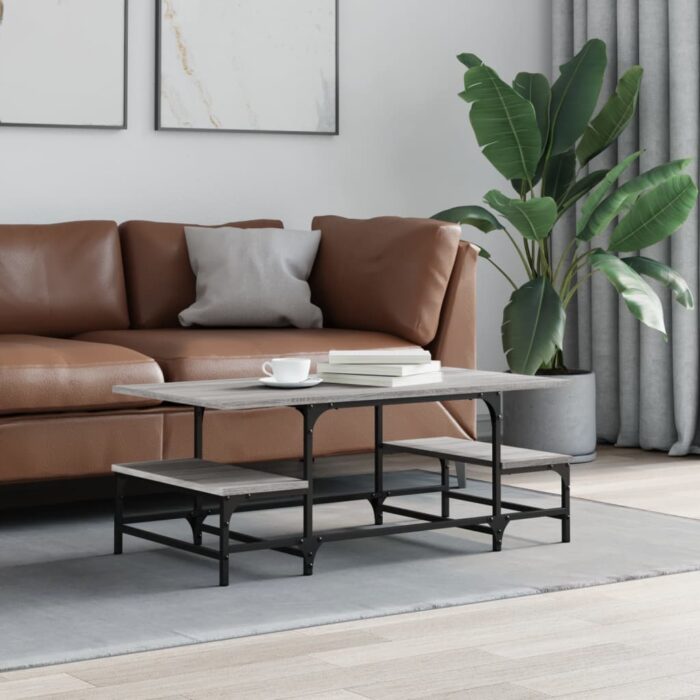 Table basse sonoma gris 100x50,5x40 cm bois d'ingénierie – Image 1