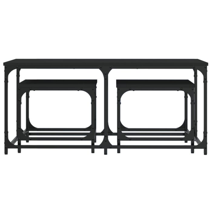 Tables basses gigognes 3 pcs noir bois d'ingénierie – Image 2
