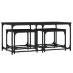 Tables basses gigognes 3 pcs noir bois d'ingénierie – Image 4