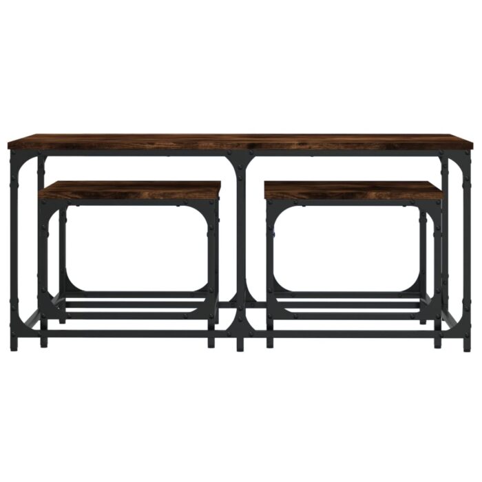 Tables basses gigognes 3 pcs chêne fumé bois d'ingénierie – Image 2