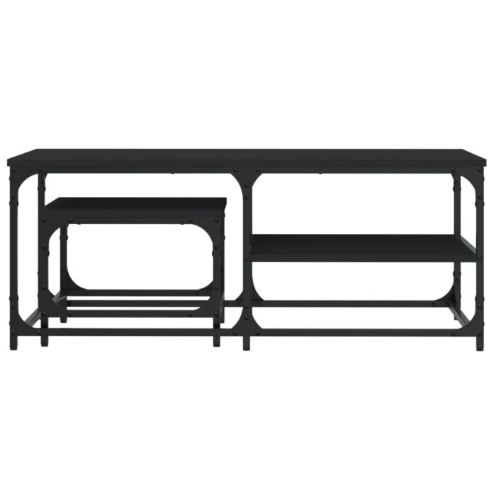 Tables basses gigognes 2 pcs noir bois d'ingénierie – Image 2