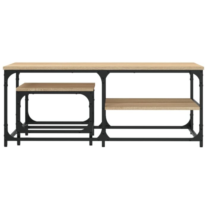 Tables basses gigognes 2 pcs chêne sonoma bois d'ingénierie – Image 2