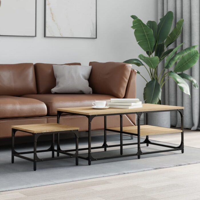 Tables basses gigognes 2 pcs chêne sonoma bois d'ingénierie – Image 1