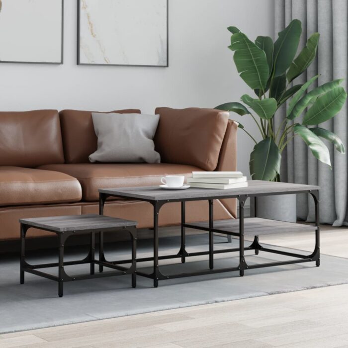 Tables basses gigognes 2 pcs sonoma gris bois d'ingénierie – Image 1