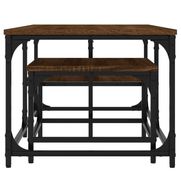 Tables basses gigognes 2 pcs chêne marron bois d'ingénierie – Image 3