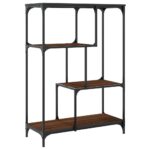 Bibliothèque chêne marron 81x36x115 cm bois ingénierie et acier – Image 4