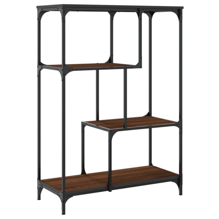 Bibliothèque chêne marron 81x36x115 cm bois ingénierie et acier – Image 4