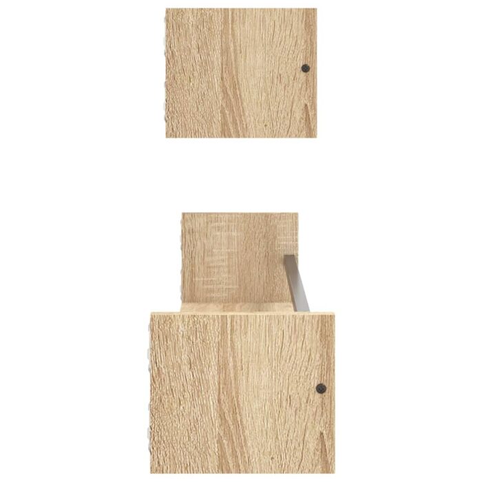 Étagères murales avec barres 2 pcs chêne sonoma 80x16x14 cm – Image 3