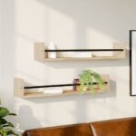 Étagères murales avec barres 2 pcs chêne sonoma 80x16x14 cm