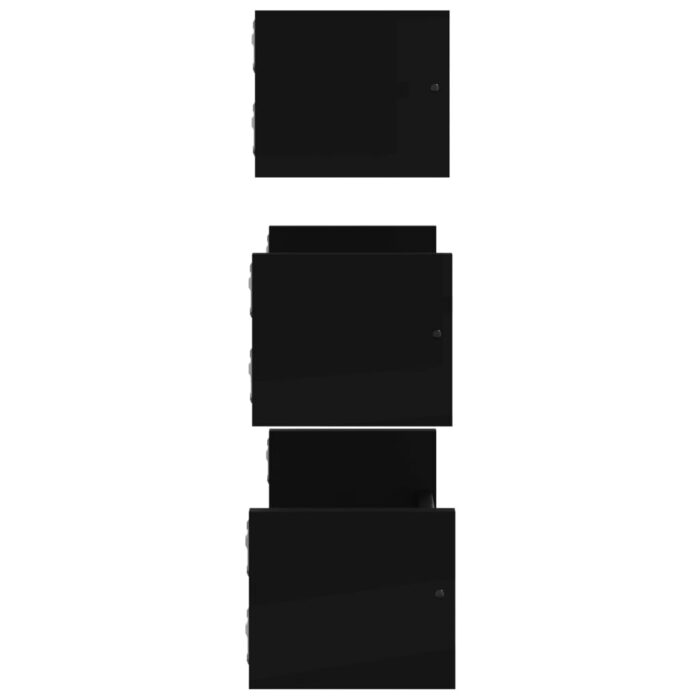 Ensemble d'étagères murales barres 3 pcs noir bois d'ingénierie – Image 3